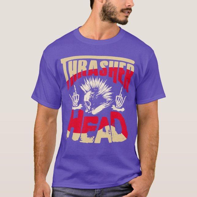 Thrasher Head rolig retro T Shirt (Framsida)