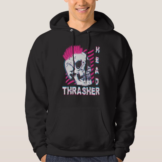 Thrasher Head Shirt Distressed Skull Vintage Skate Hoodie (Framsida)