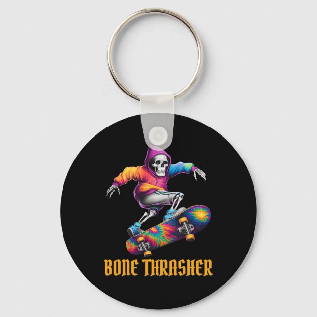 Thrasher Skeleton Halloween Costume Nyckelring (Framsida)