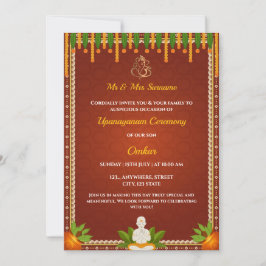 Thread Ceremony-inbjudan, Upanayan-kort Inbjudningar