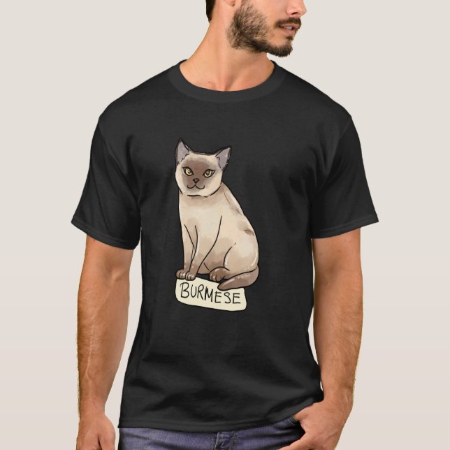 Threadless Aidadaism Burmesisk Kattavel Grafisk T Shirt (Framsida)