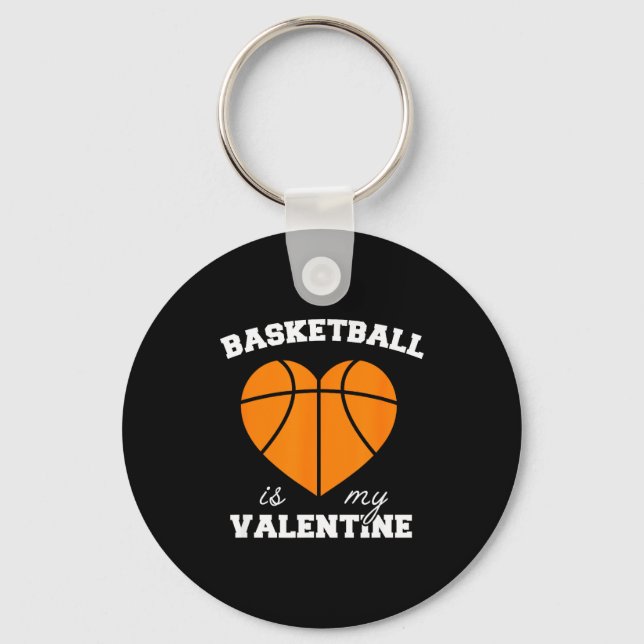 Threadrock Basketball Is My Valentine - Women's Un Nyckelring (Framsida)