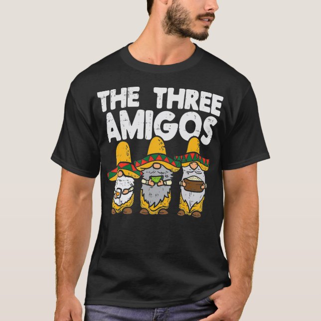 Three Amigos Mexican Gnomes Cute Cinco De Mayo Fie T Shirt (Framsida)