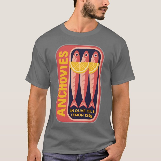Three Anchovies in Olive Lemon Can gift T Shirt (Framsida)