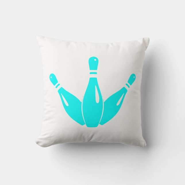 Three Bowling Pins Aqua Blue Kudde (Framsida)