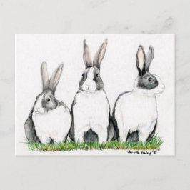 "Three Bunnies" Animal Art Postacard Vykort