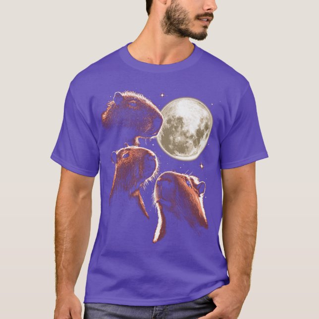 Three Capybara Moon Funny Capybara Meme Mystical C T Shirt (Framsida)