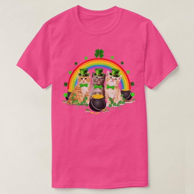 Three Cat St Patricks Day  Kitty Kitten Lover Iris T Shirt (Design framsida)