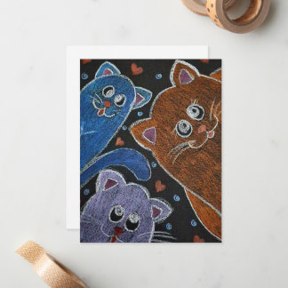 Three cats illustration anteckningskort