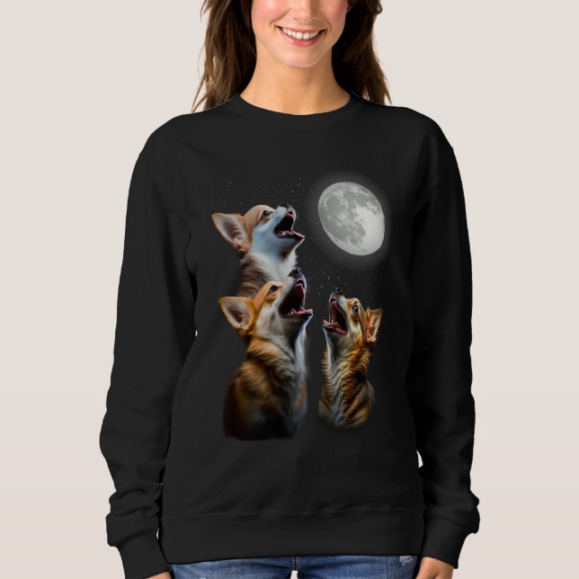 Three Chihuahuas Howling Chihuahuas Howl At Moon T Shirt (Framsida)
