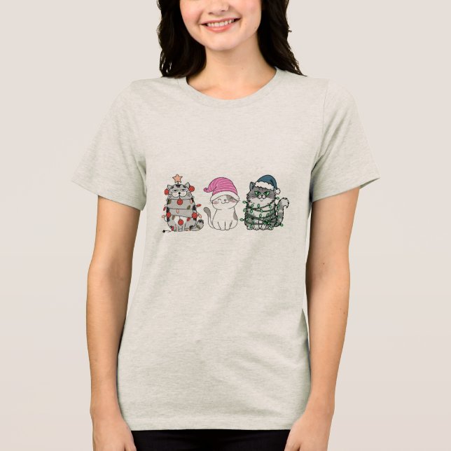Three Christmas Cats T Shirt (Framsida)