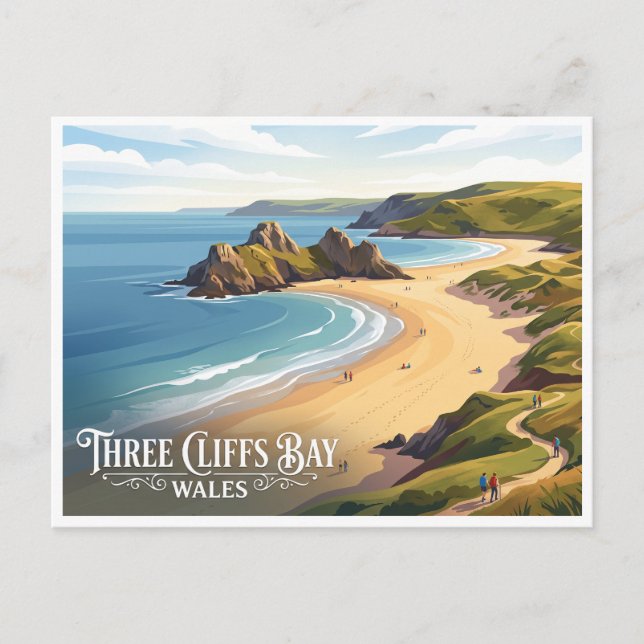 Three Cliffs Bay Parkmill Storbritannien Vykort (Framsida)
