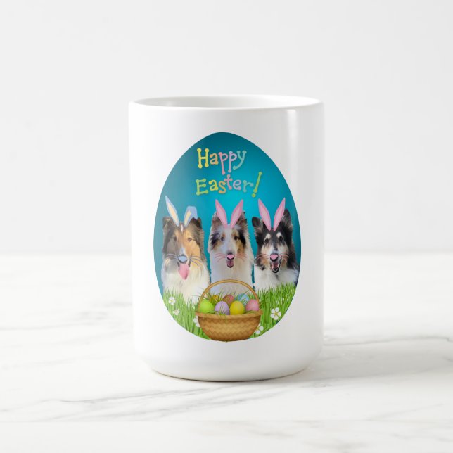 Three Collie Easter coffee mug Kaffemugg (Center)