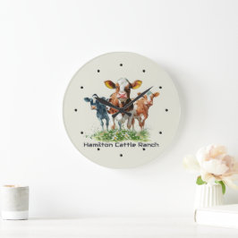 Three Cows Humorous Personalized  Stor Klocka
