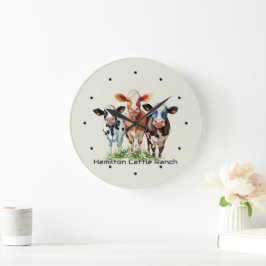 Three Cows Humorous Personalized  Stor Klocka