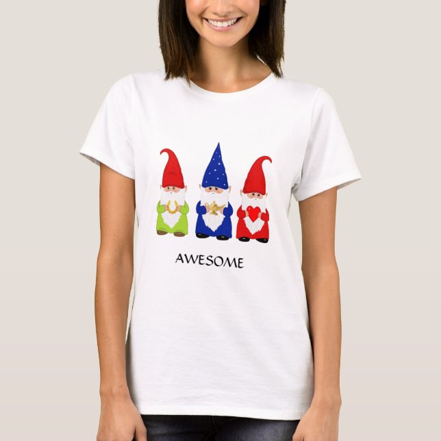 Three Cute Gnomes T-Shirt (Framsida)