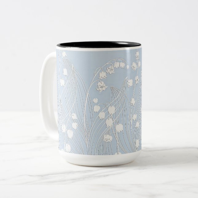 Three Dimensional Lily of the Valley Flowers Mug Två-Tonad Mugg (Framsida vänster)