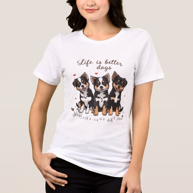 Three dogs on a t-shirt . (Framsida)