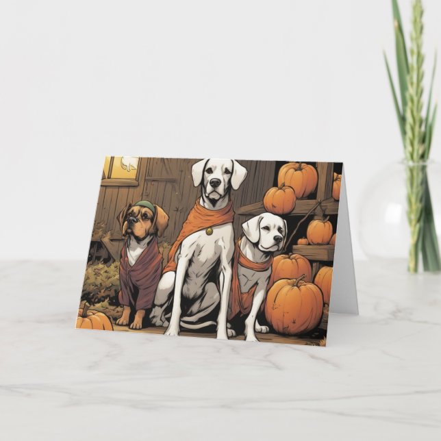 Three dogs on Halloween  Kort (Framsida)