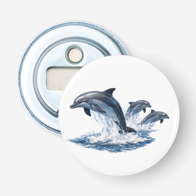 Three Dolphins Jumping, Ocean Life Hat Design Flasköppnare (Framsidan)