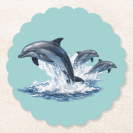 Three Dolphins Jumping, Ocean Life Hat Design Underlägg Papper