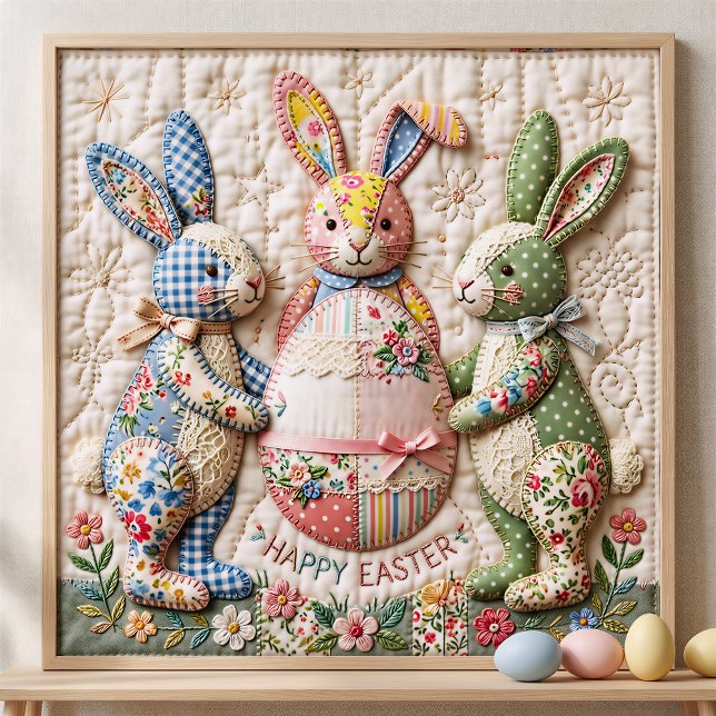 Three Easter Bunny Quilted Look Poster (Skapare uppladdad)