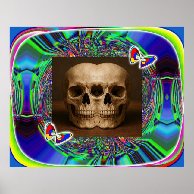 Three-eyed alien skull poster (Framsidan)