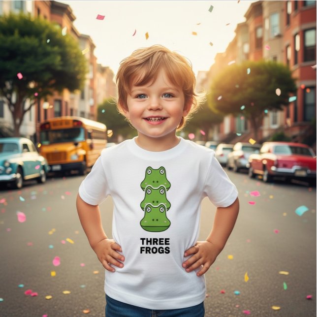 Three Frogs Stack Funny Toddler T-Shirt (Skapare uppladdad)