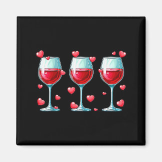 Three Gles Of Wine Valentines Day Couple Funny Dri Magnet