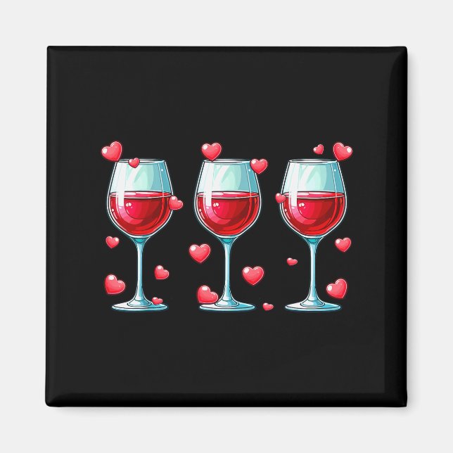 Three Gles Of Wine Valentines Day Couple Funny Dri Magnet (Framsidan)