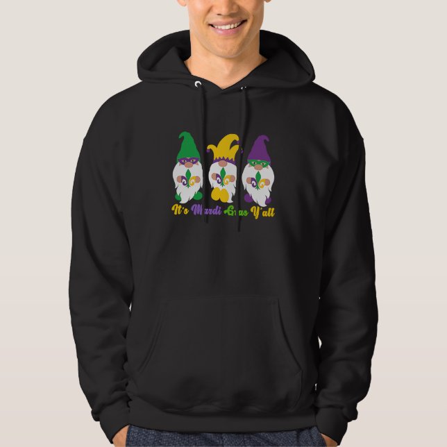 Three Gnome Mardi Gras Peace Love  Mardi Gras Carn Hoodie (Framsida)