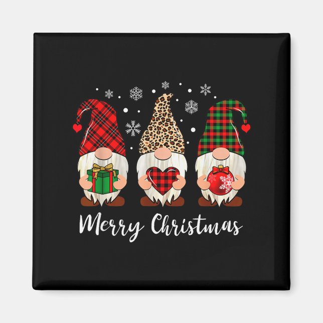 Three Gnome Shirt For Women Merry Christmas Buffal Magnet (Framsidan)