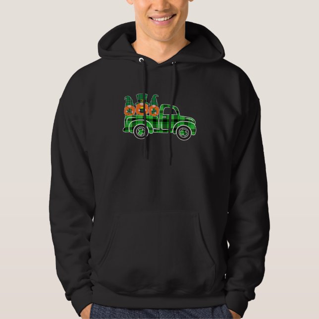 Three Gnome Truck Buffalo Plaid Happy St Patrick's Hoodie (Framsida)