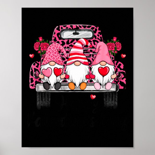 Three Gnomes And Leopard Truck Happy Valentine's D Poster (Framsidan)