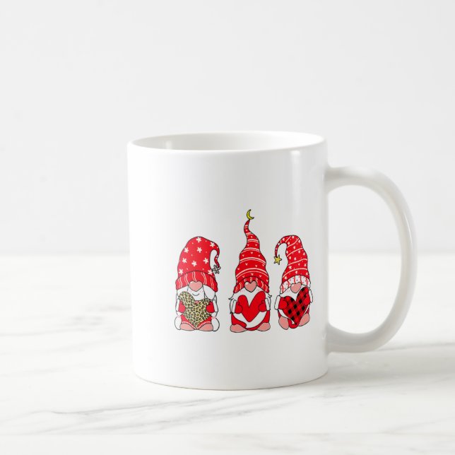 Three Gnomes Holding Heart Leopard Happy Valentine Kaffemugg (Höger)