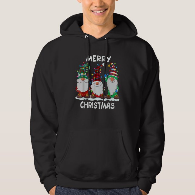 Three Gnomes Matching Family Merry Xmas Buffalo Pl Hoodie (Framsida)