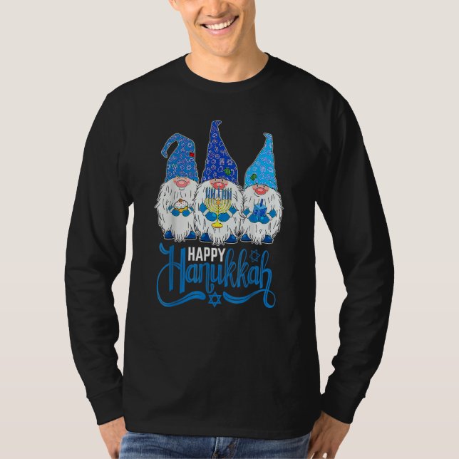 Three Gnomes Menorah Dreidel Hanukkah Chanukah Jew T Shirt (Framsida)