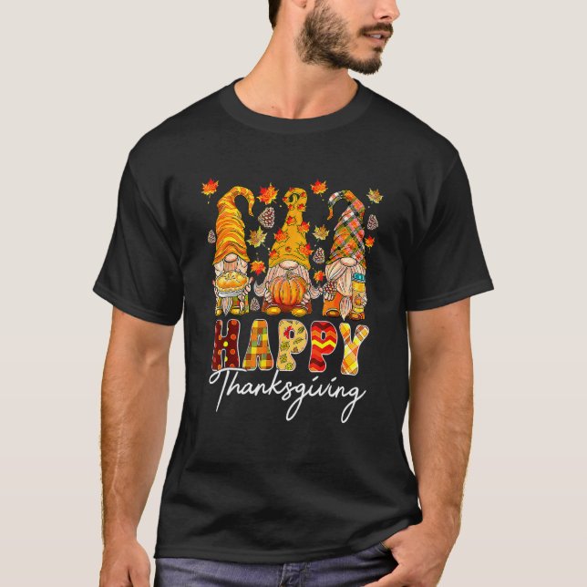 Three Gnomes Pumpkin Fall Season Autumn Happy Than T Shirt (Framsida)