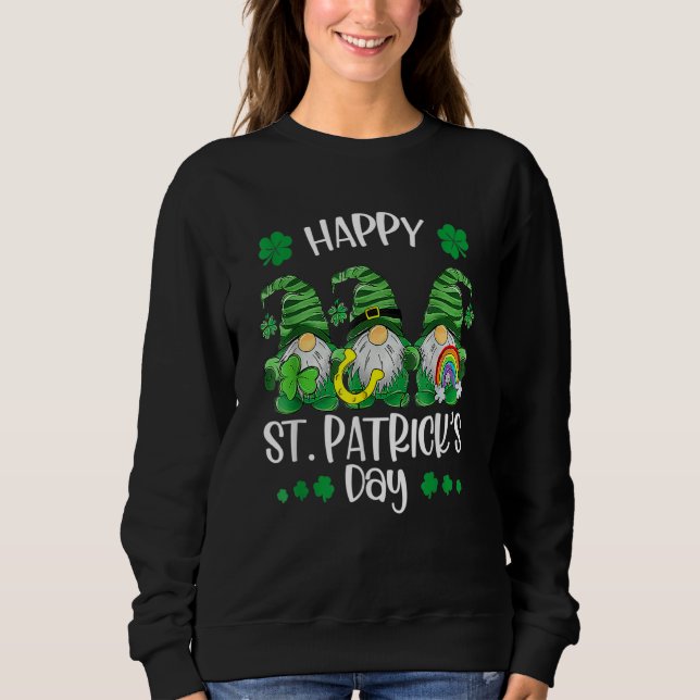 Three Gnomes Shamrock Happy St Patrick's Day Go Lu T Shirt (Framsida)