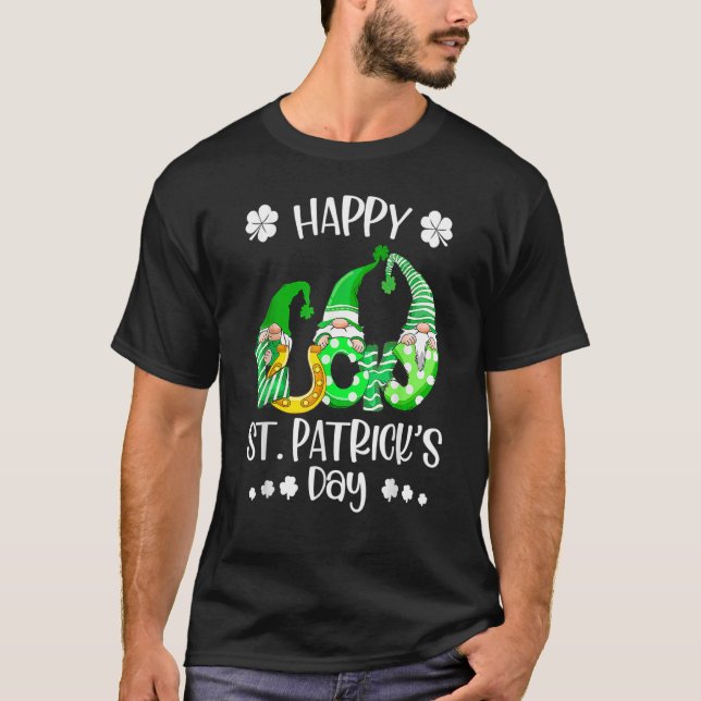Three Gnomes Shamrock Happy St Patrick's Day Go Lu T Shirt (Framsida)