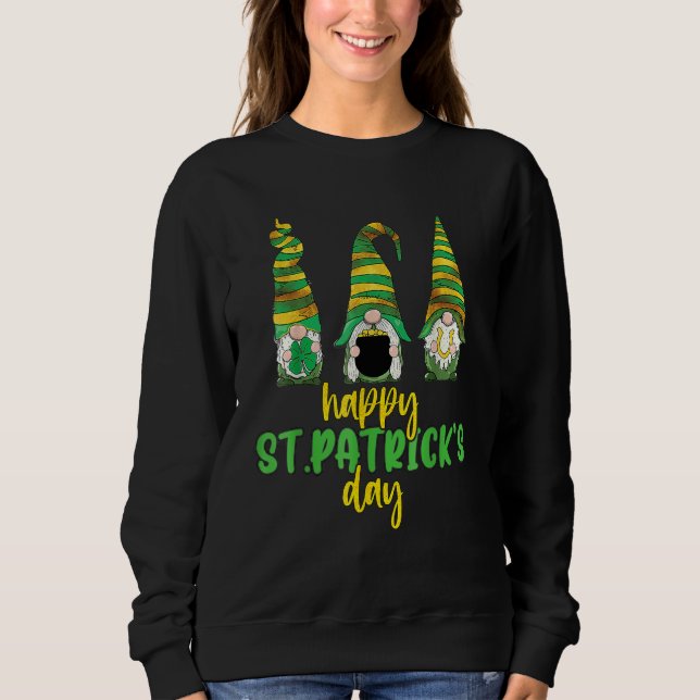 Three Gnomes Shamrock Happy St Patrick's Day Go Lu T Shirt (Framsida)