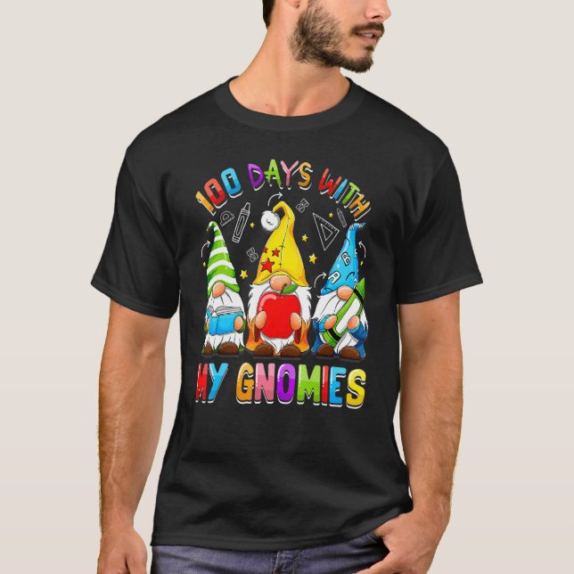 Three Gnomes Virtuell Glad 100:e Skoldagen Te T Shirt (Framsida)