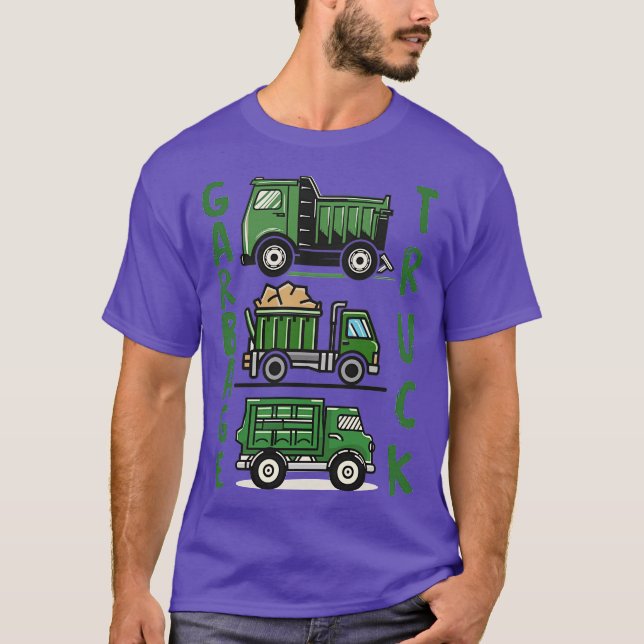 Three Green Garbage Truck T Shirt (Framsida)