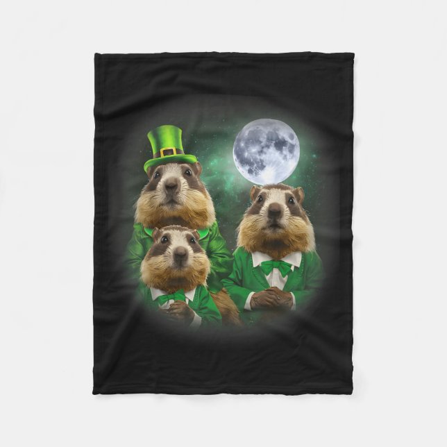 Three Groundhog Moon 3 Groundhog Day Head St Patri Fleecefilt (Framsidan)