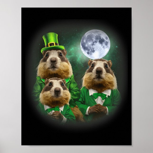 Three Groundhog Moon 3 Groundhog Day Head St Patri Poster (Framsidan)