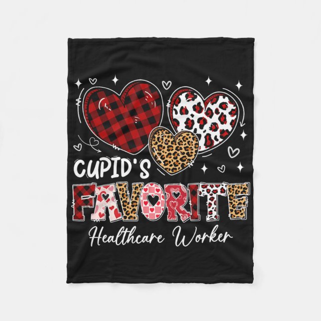 Three Hearts Cupids favorit sjukvårdsarbetare Va Fleecefilt (Framsidan)