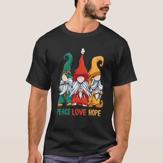 Three Hippie Gnomes, Peace Gnome, Funny Retro Tie  T Shirt (Framsida)