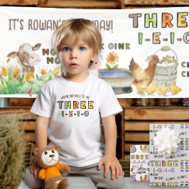 Three-i-e-i-o 3-års födelsedagsbondgårdsbarnramsa t shirt