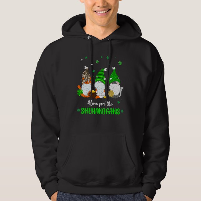 Three Irish Gnome St Patricks Day Here For The She Hoodie (Framsida)