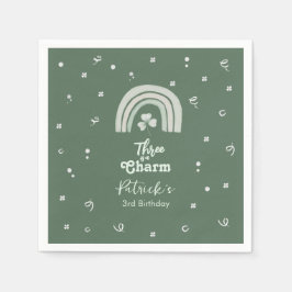 Three Is A Charm Shamrock Any Age Birthday Pappersservett